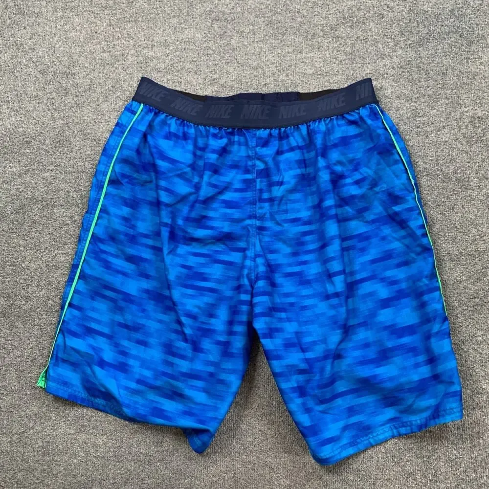 Nike Swim Shorts Mens XXL Blue Water Camo Brief Lined Beach Surf Drawstring Tie